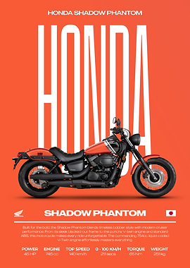 Honda Shadow Phantom Motorcycle Poster