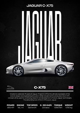 Jaguar C-X75 Car Poster