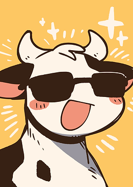 Cool Cow Cartoon with Sunglasses