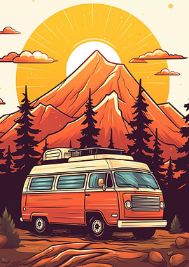 Retro Van Adventure in Nature