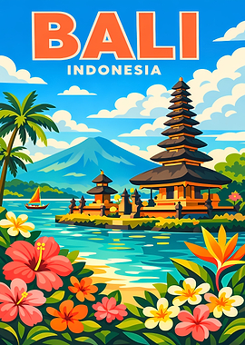 Bali, Indonesia Travel Poster
