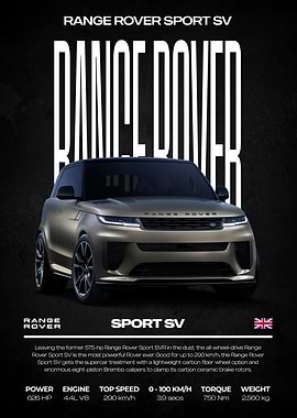 Range Rover Sport SV Car Poster