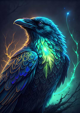 Neon Raven Portrait