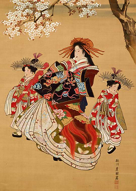 Japanese Ukiyo-e Painting of Women