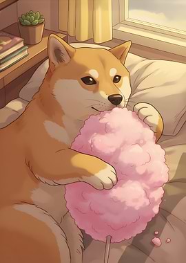 Shiba Inu with Cotton Candy