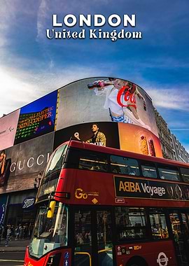 London, United Kingdom: Cityscape with Double-Decker Bus