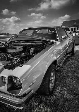 Classic Car with Open Hood