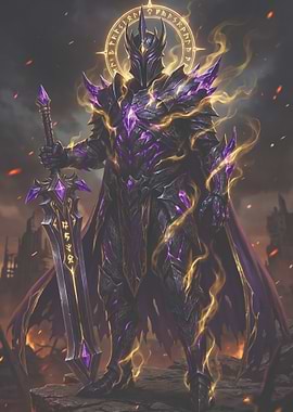 Dark Knight with Runes and Sword