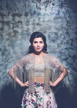 samantha in Floral Skirt and Fringe Jacket