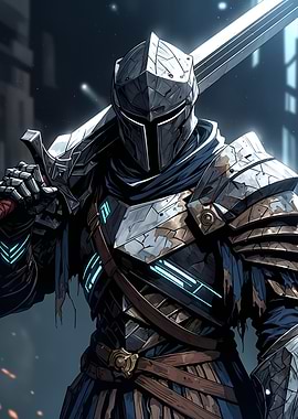 Futuristic Knight with Sword