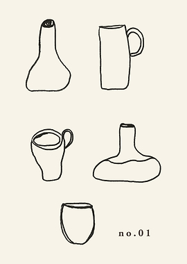 Minimalist Pottery Line Art Illustration