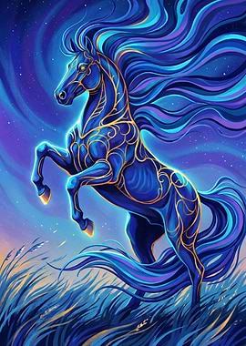 Majestic Blue Horse Digital Art