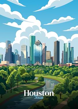 Houston Texas Skyline Vector Illustration