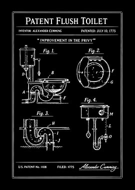 Patent Flush Toilet Blueprint