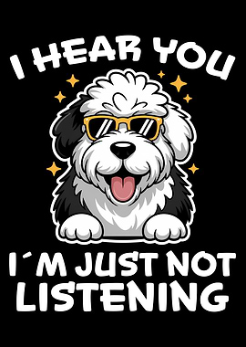 Old English Sheepdog with Sunglasses Bobtail