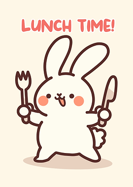 Cute Bunny Ready for Lunch Time