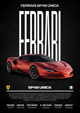 Ferrari SP48 Unica Car Poster