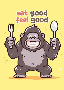 Eat Good Feel Good Gorilla Cartoon