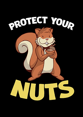 Protect Your Nuts Cartoon Squirrel