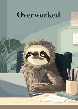 Overworked Sloth at Desk