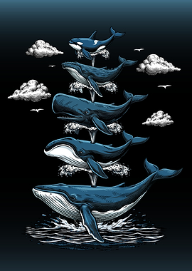 Stacked Whales Pyramid Ocean Whales