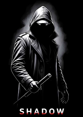 Shadowy Figure with Hood and Weapon