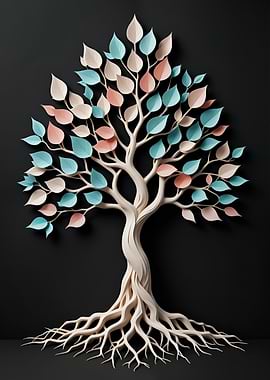 Stylized Tree with Pastel Leaves