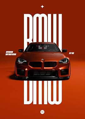 BMW G87 M2 Orange Car Poster
