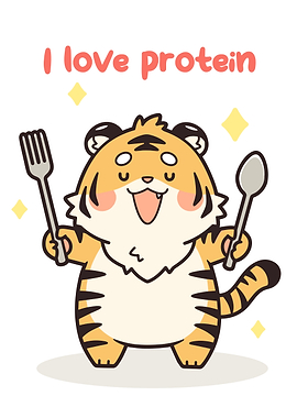 Cute Tiger Loves Protein Cartoon