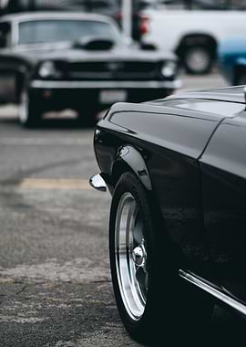 Classic Black Car Close-Up