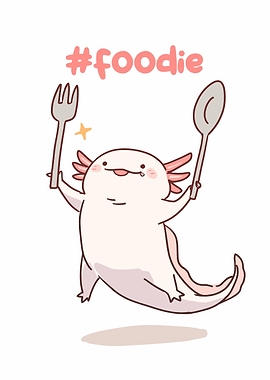 Cute Axolotl Foodie Cartoon Illustration
