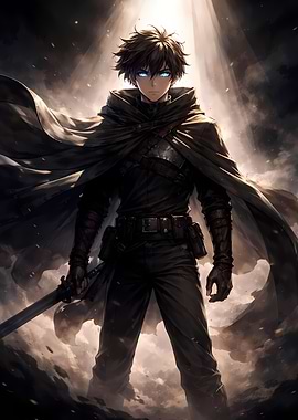 Anime Swordsman in Dark Fantasy Setting