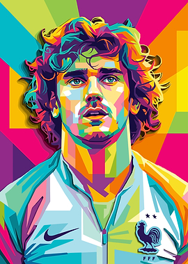 Antoine Griezmann Colorful Pop Art Portrait