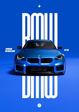 BMW G87 M2 Blue Car Poster
