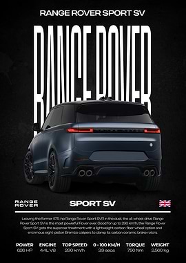Range Rover Sport SV Car Poster