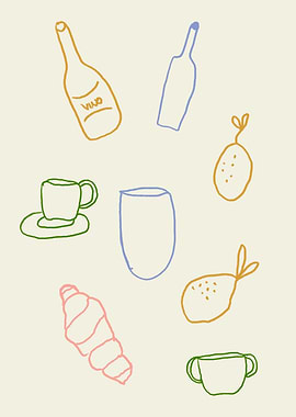 Whimsical Food and Drink Doodle Art