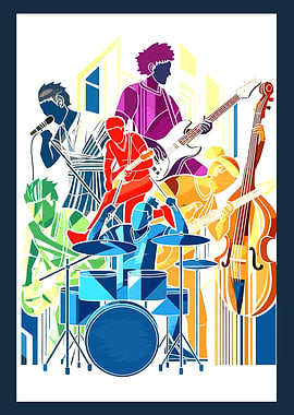Colorful Abstract Music Band Illustration