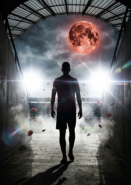 Soccer Player and Blood Moon