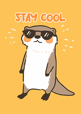 Cool Otter Cartoon Illustration