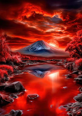 Red River At Mount Fuji