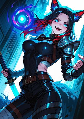 Anime Fox Girl with Sword