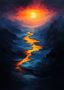 Golden River Through Dark Mountains