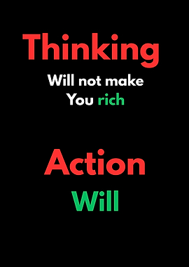 Thinking vs Action: Motivational Text Art