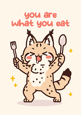 Cute Lynx with Utensils Illustration