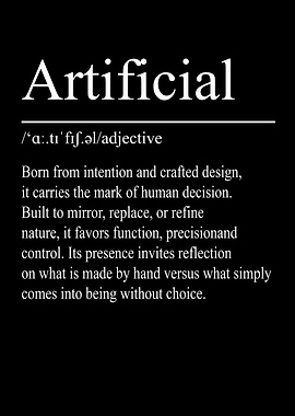 Artificial Definition – Black | Minimalist Typography Poster