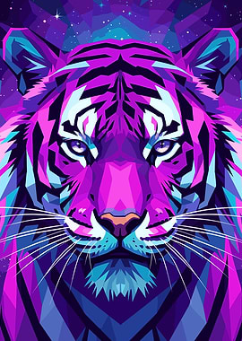 Colorful Tiger Portrait Digital Art
