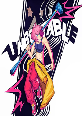 Unbeatable: Pink-haired Character with Hammer