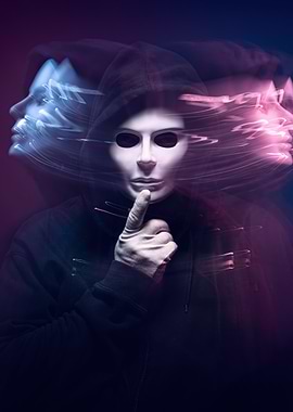 Masked Figure Shushing with Motion Blur