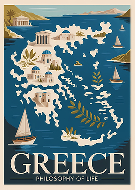 Greece Travel Poster: Philosophy of Life