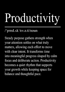 Productivity Definition – Black | Minimalist Typography Poster
